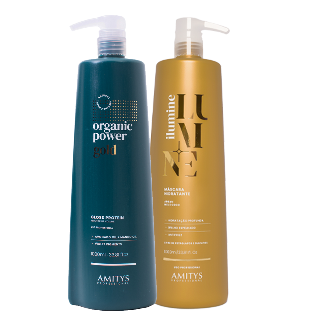KIT USO SALON ORGANIC POWER GOLD + MASCARILLA HIDRATACION ILUMINE 1 LITRO